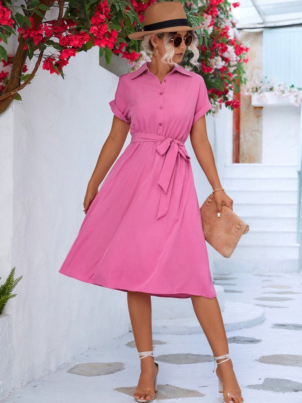 Levoire | Élégante chemise à boutons décontractée-robe avec ceinture à la taille