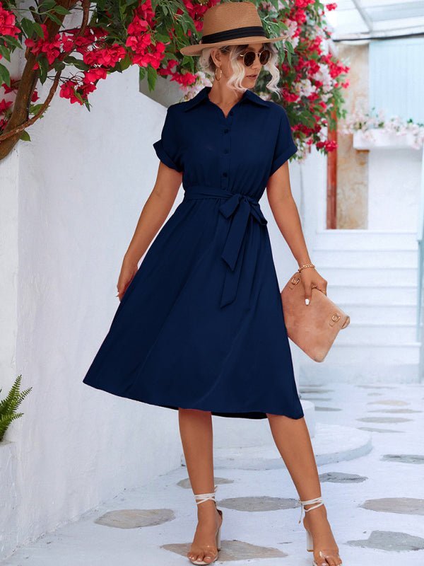 Levoire | Élégante chemise à boutons décontractée-robe avec ceinture à la taille