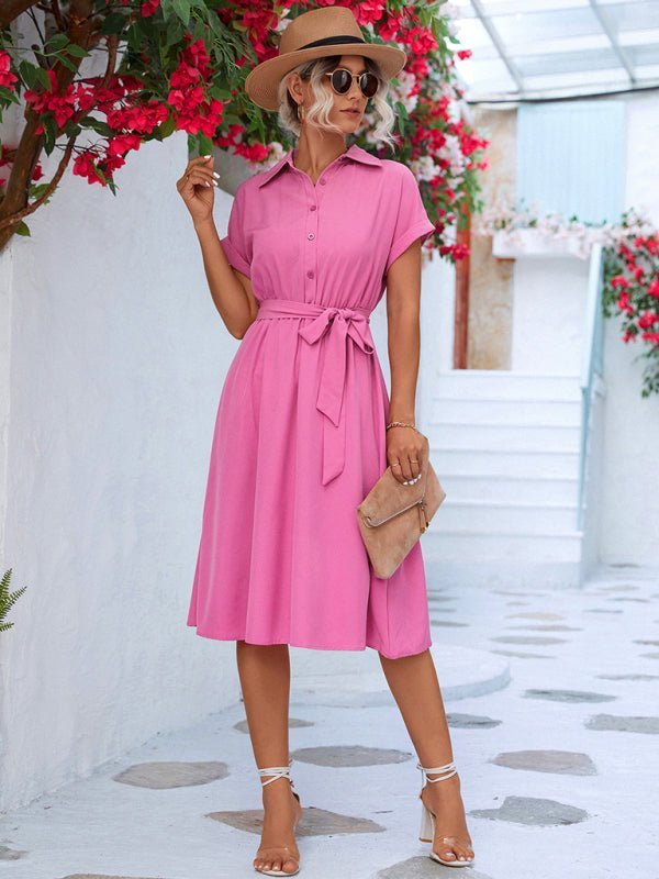 Levoire | Élégante chemise à boutons décontractée-robe avec ceinture à la taille