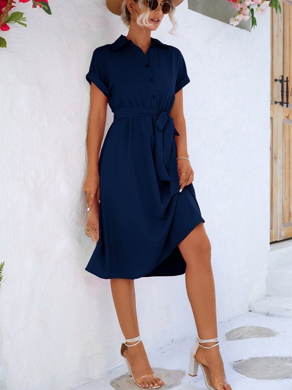 Levoire | Élégante chemise à boutons décontractée-robe avec ceinture à la taille