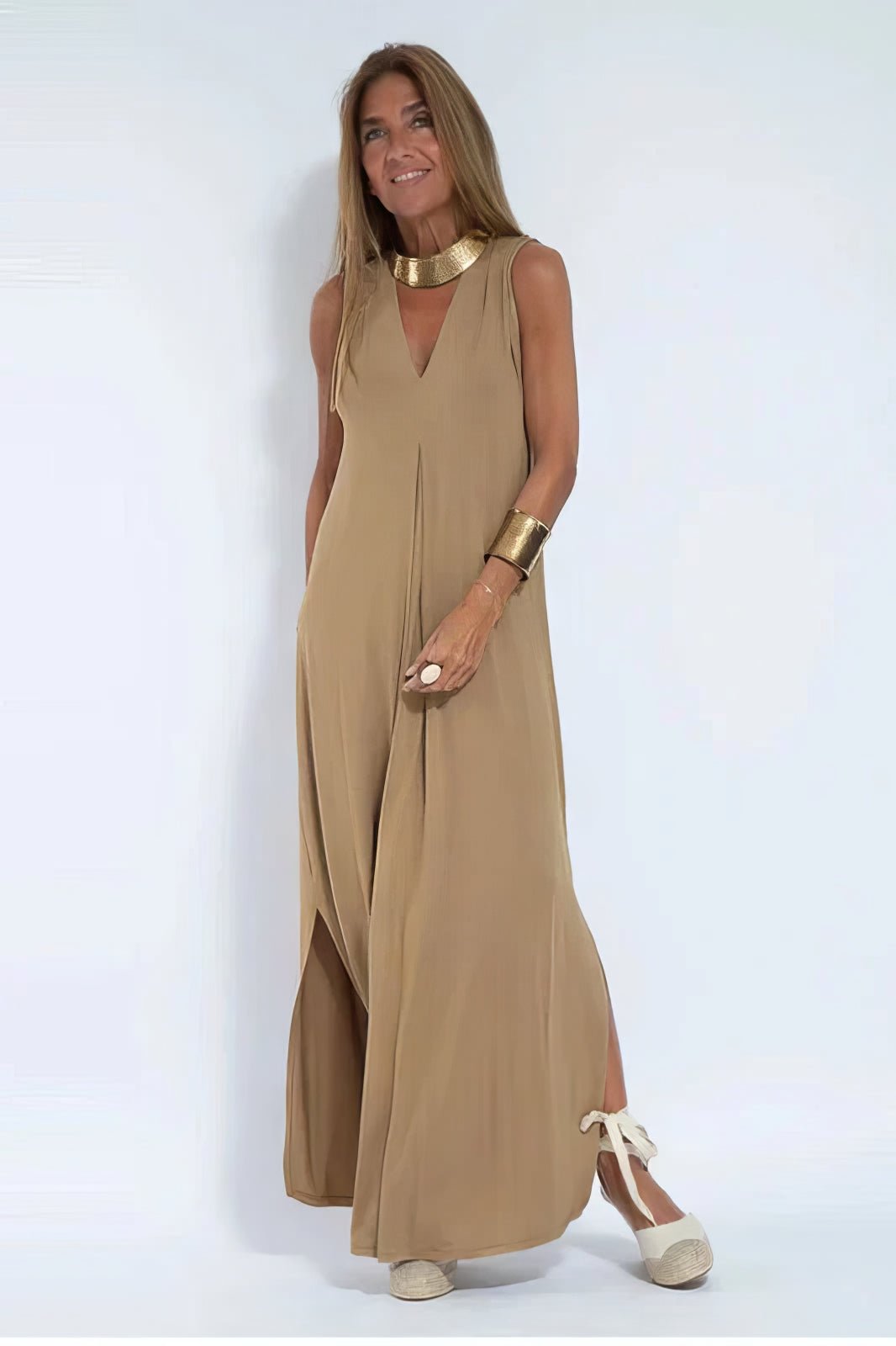 Levoire | Robe Avec Cardigan Assorti Khaki