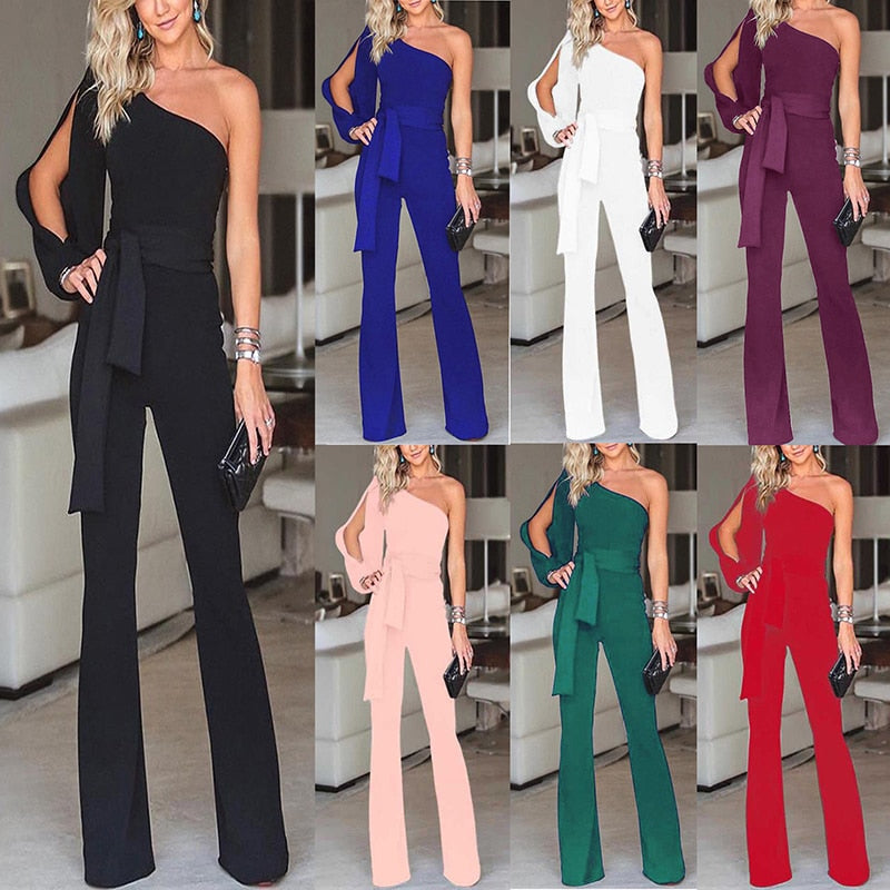 Levoire | Combinaison Femme Avec Design Une Épaule Coupe Étroite Avec Ceinture Nœud