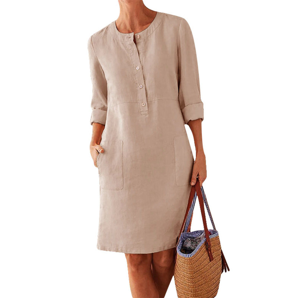 Levoire | Robe Maxi Femme Robe De Printemps Aérée Avec Silhouette Féminine Beige