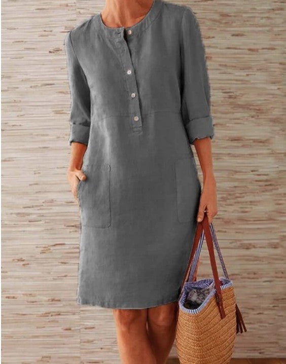 Levoire | Robe Maxi Femme Robe De Printemps Aérée Avec Silhouette Féminine Gris foncé