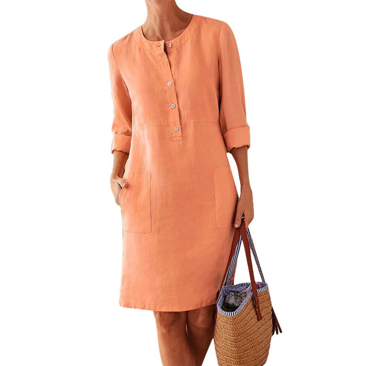 Levoire | Robe Maxi Femme Robe De Printemps Aérée Avec Silhouette Féminine Orange