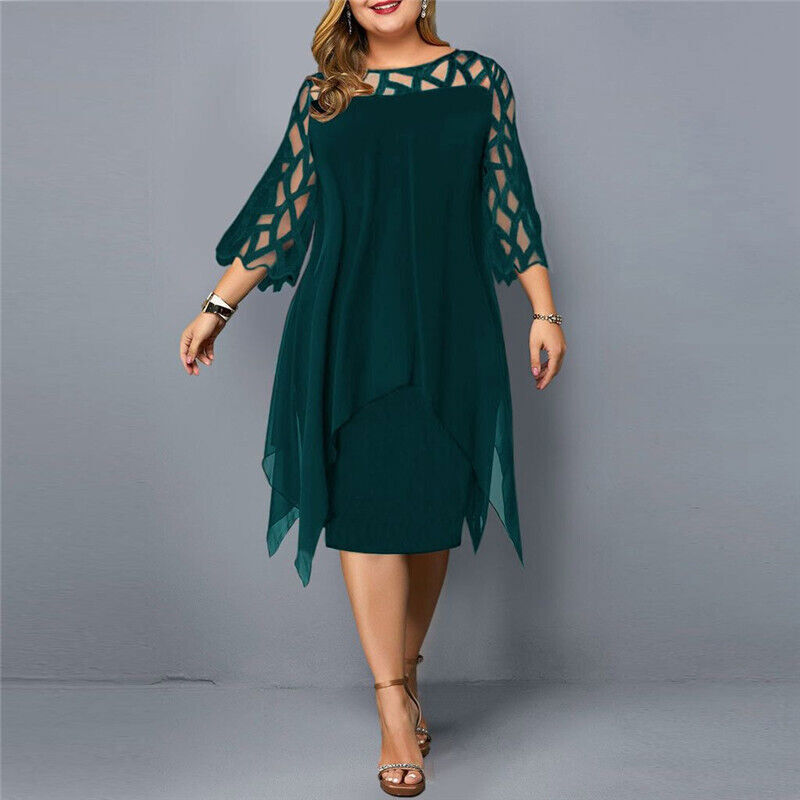 Levoire | Robe Midi Pour Femmes En Grande Taille Robe Confortable Pour Occasions Festives Vert