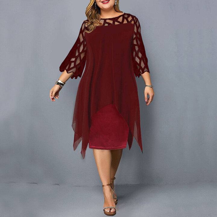 Levoire | Robe Midi Pour Femmes En Grande Taille Robe Confortable Pour Occasions Festives Vin rouge