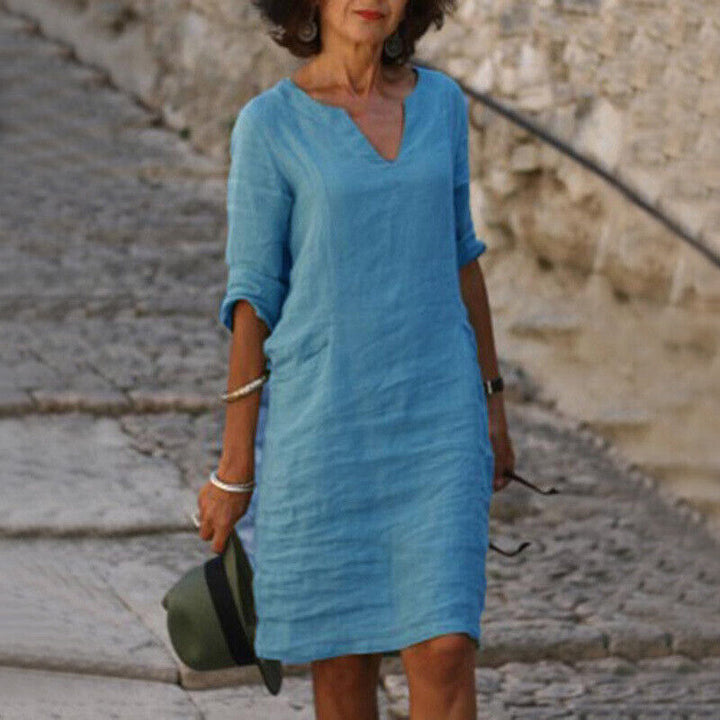 Levoire | Robe Femme Robe Confortable Avec Un Design Intemporel Pour Le Quotidien Et Les Occasions Spéciales Bleu clair
