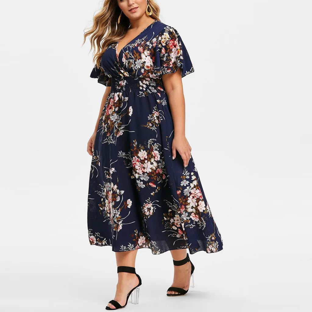 Levoire | Robe D'Été Longue Pour Femmes Maxikleid Dans Le Style Vintage Bleu marine