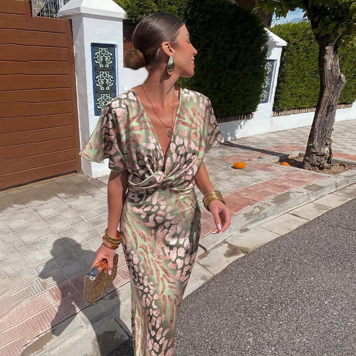 Levoire | Robe Maxi Avec Décolleté En V Robe De Soirée Femme Avec Détail Enroulé Pour Occasions Spéciales