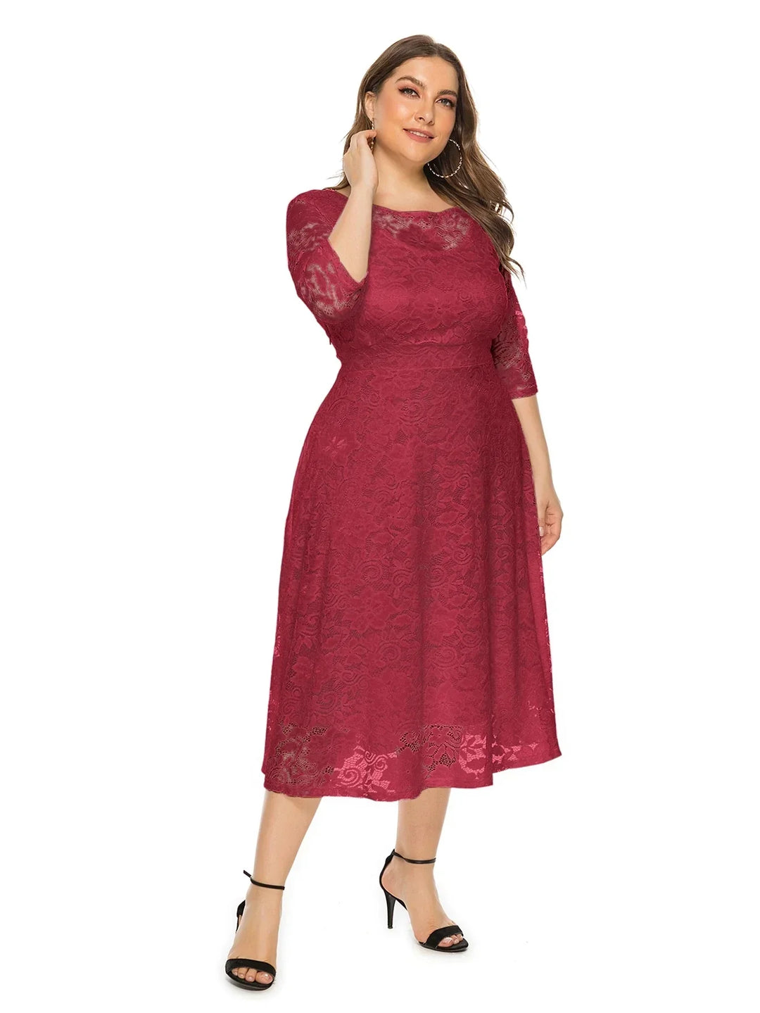 Levoire | Robe En Dentelle Pour Femmes Robe Longue Avec Dentelle Contrastée