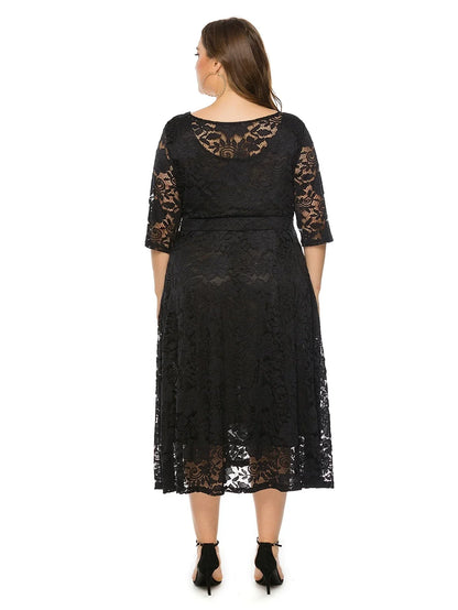 Levoire | Robe En Dentelle Pour Femmes Robe Longue Avec Dentelle Contrastée