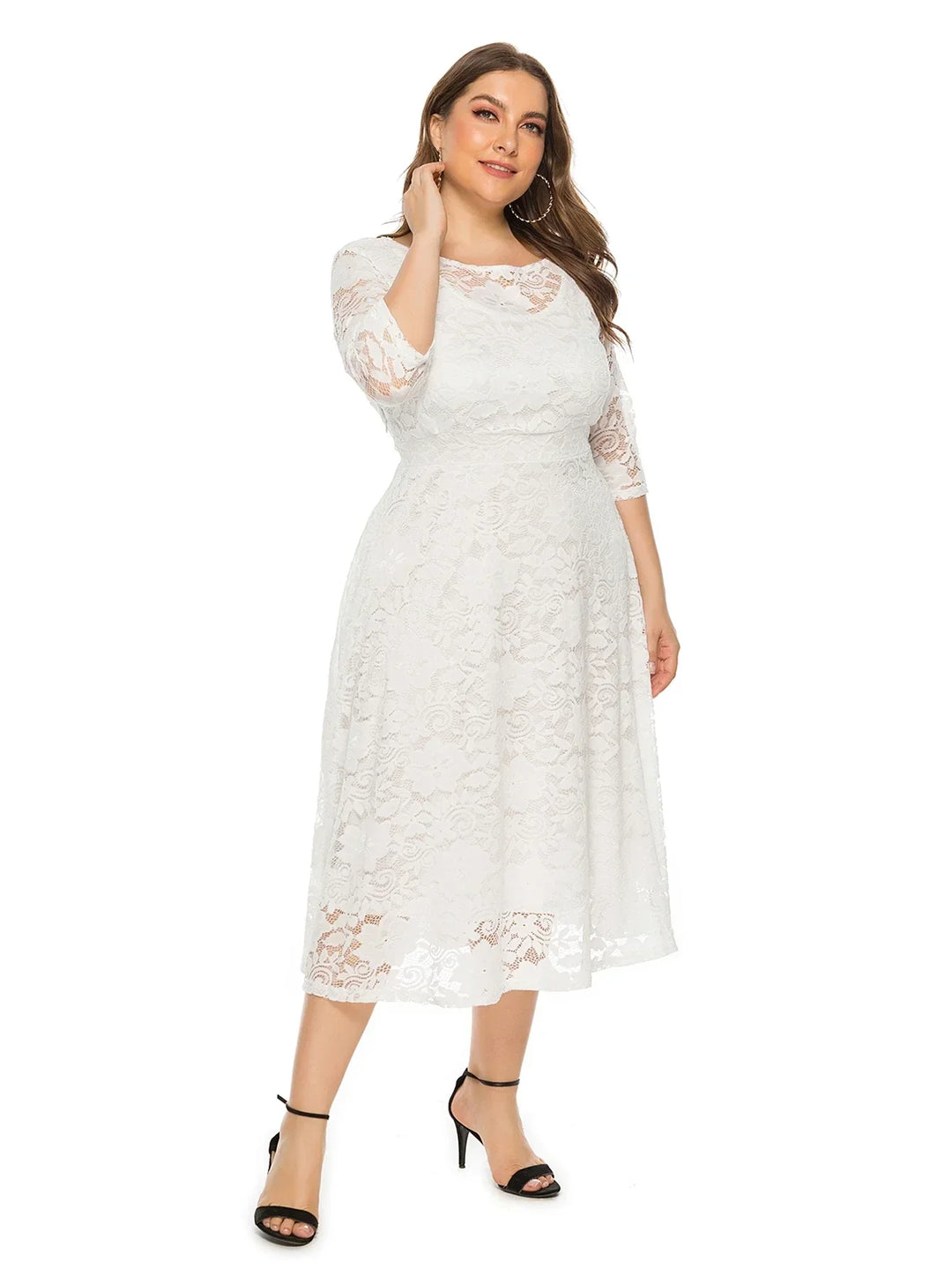 Levoire | Robe En Dentelle Pour Femmes Robe Longue Avec Dentelle Contrastée