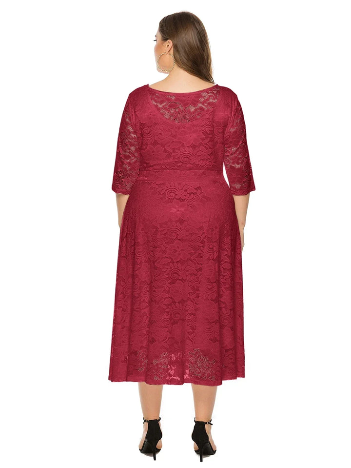 Levoire | Robe En Dentelle Pour Femmes Robe Longue Avec Dentelle Contrastée