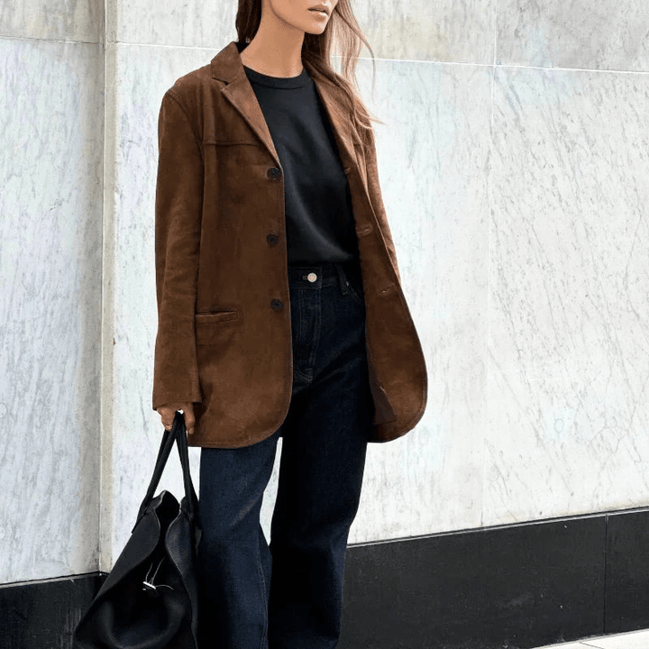 Levoire | Veste Femme Chic Vintage en Daim Veste Femme Décontractée & Tendance
