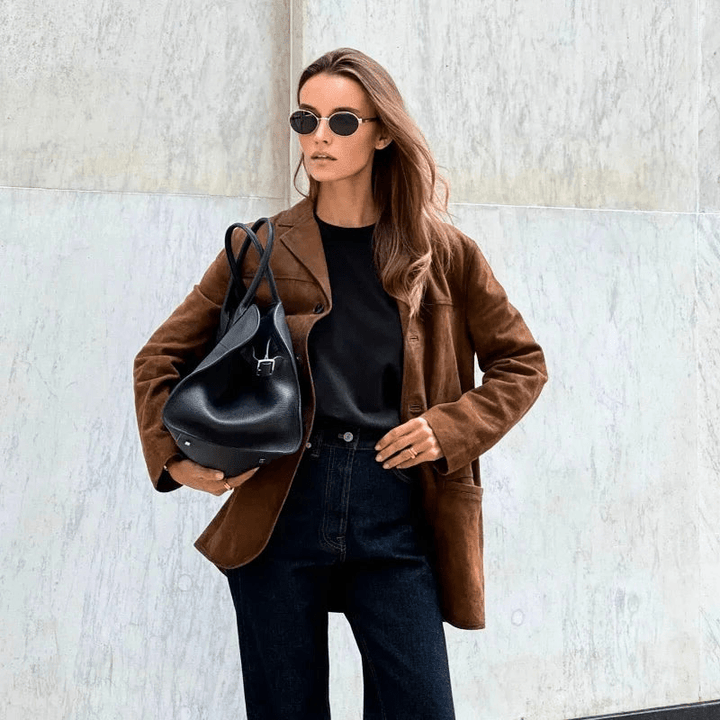 Levoire | Veste Femme Chic Vintage en Daim Veste Femme Décontractée & Tendance L