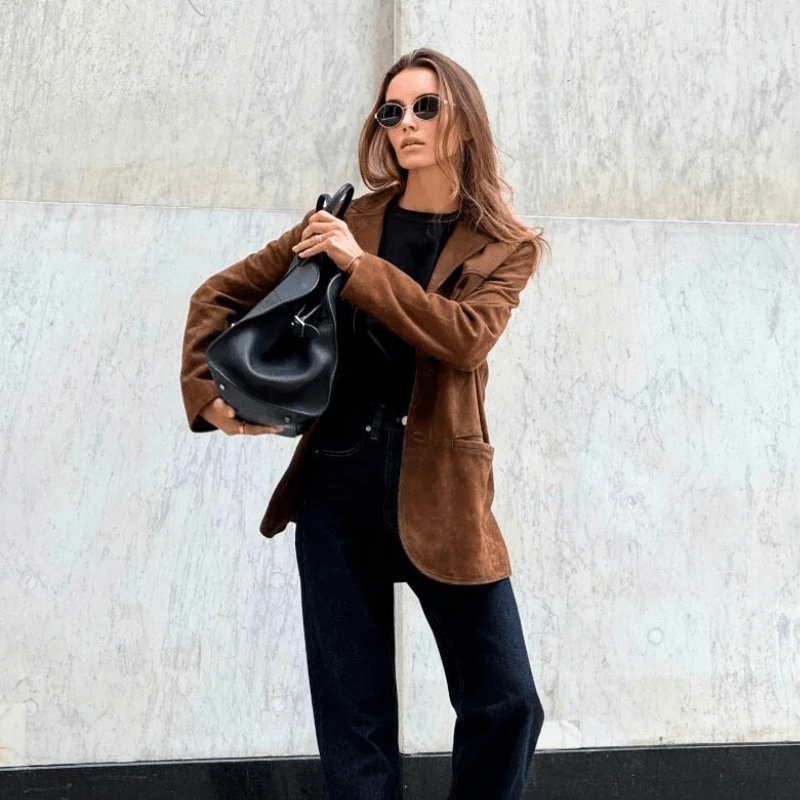Levoire | Veste Femme Chic Vintage en Daim Veste Femme Décontractée & Tendance