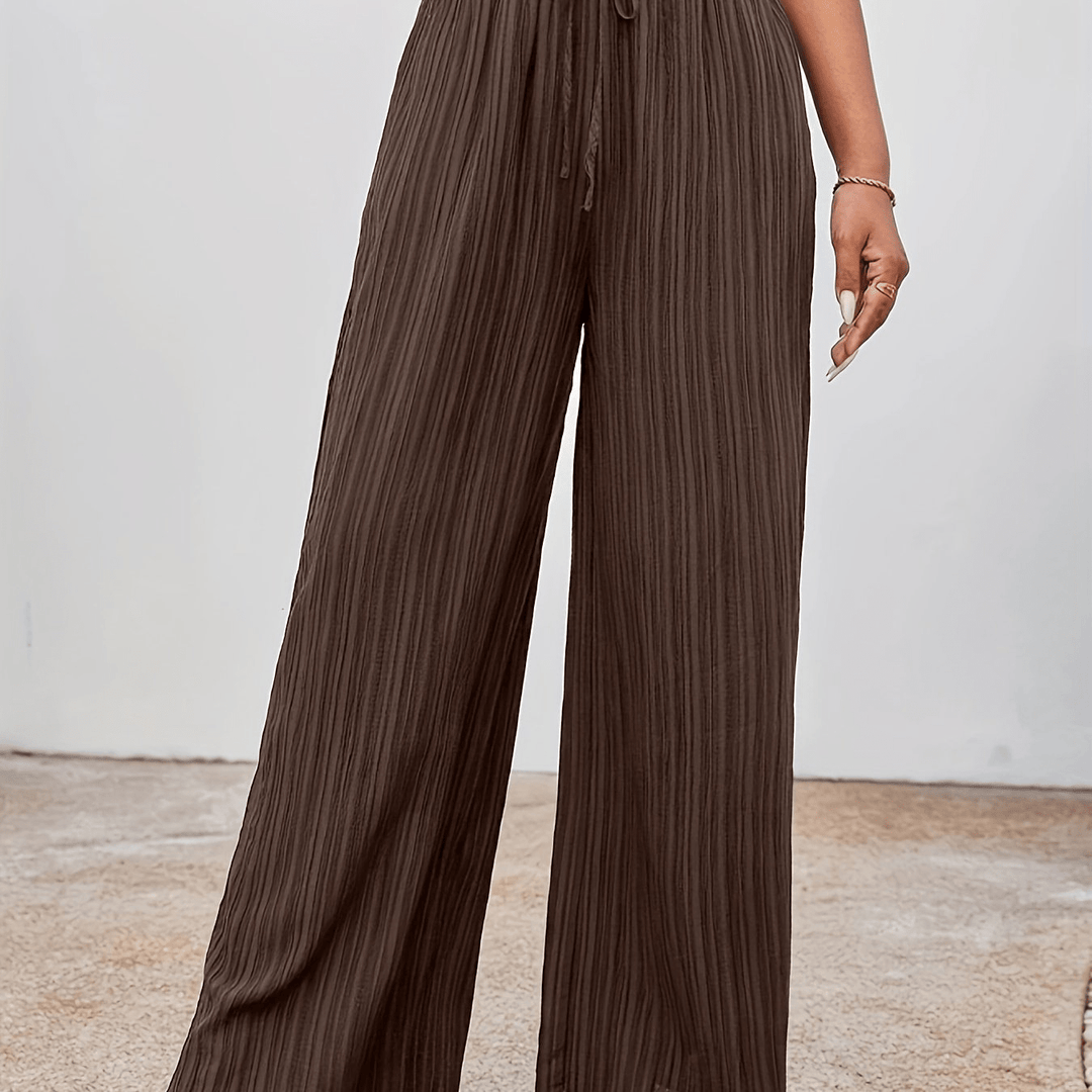 Levoire | Pantalon large avec taille haute et cordon de serrage Braun