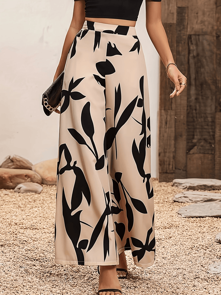 Levoire | Pantalon large pour femmes avec imprimé feuillage