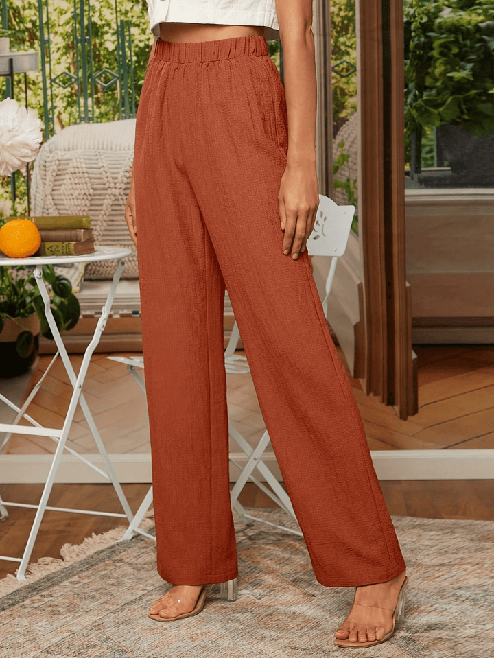 Levoire | Pantalon large pour femmes avec stretch et confort Orange-Rouge