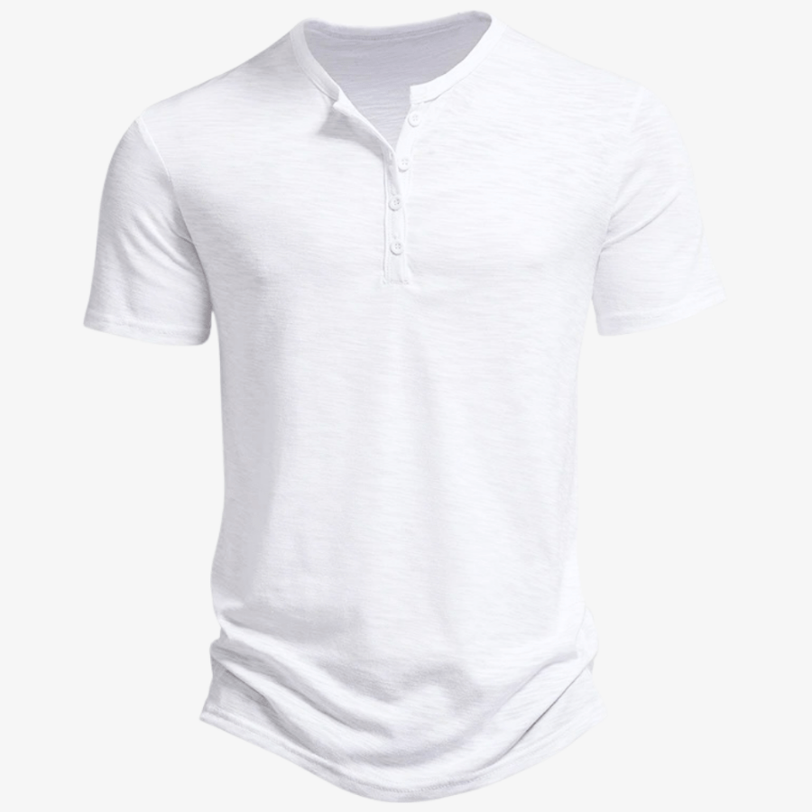 Levoire | T-shirt décontracté pour hommes avec boutons confortable et léger Blanc