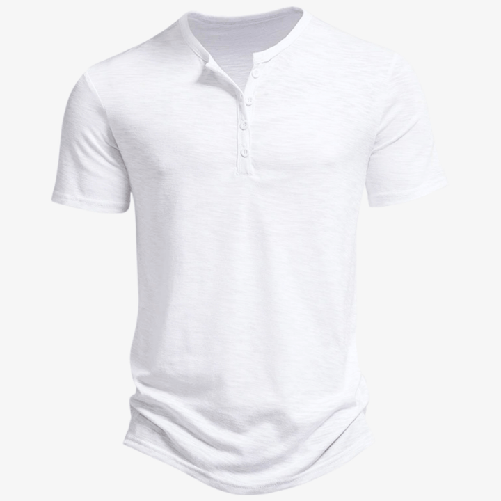 Levoire | T-shirt décontracté pour hommes avec boutons confortable et léger Blanc