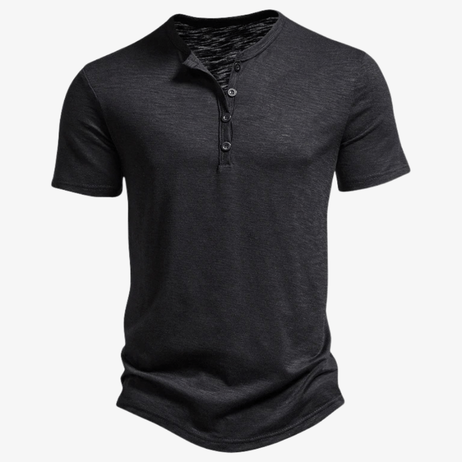 Levoire | T-shirt décontracté pour hommes avec boutons confortable et léger Noir