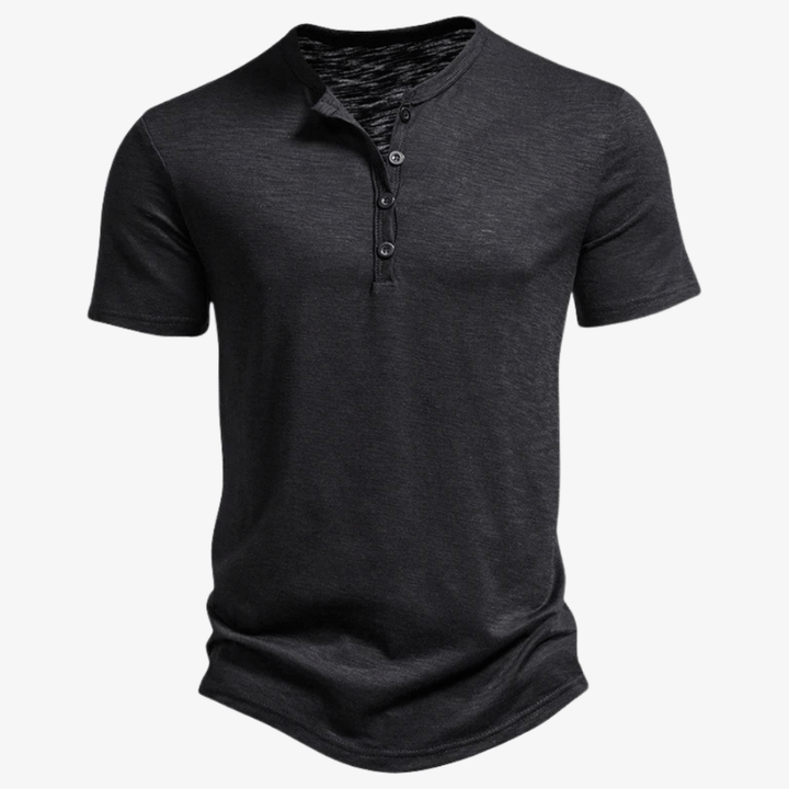 Levoire | T-shirt décontracté pour hommes avec boutons confortable et léger Noir
