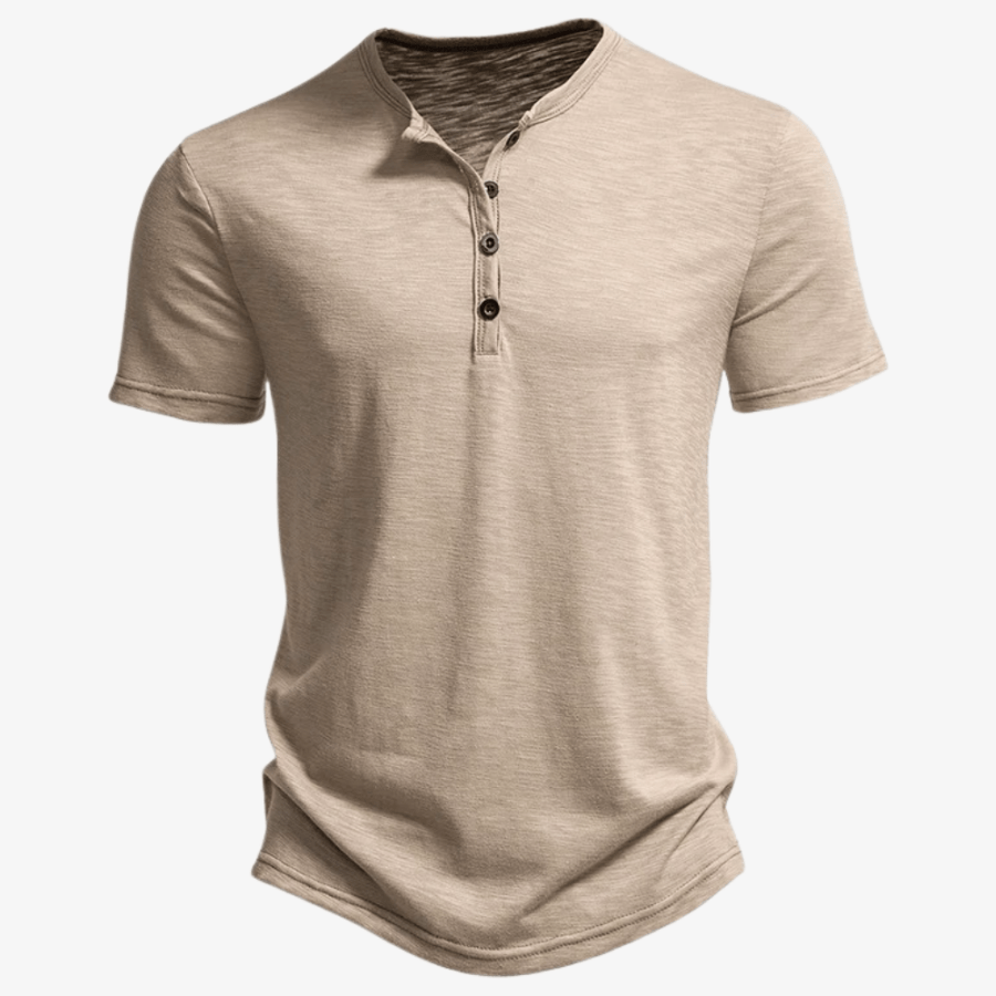 Levoire | T-shirt décontracté pour hommes avec boutons confortable et léger Khaki