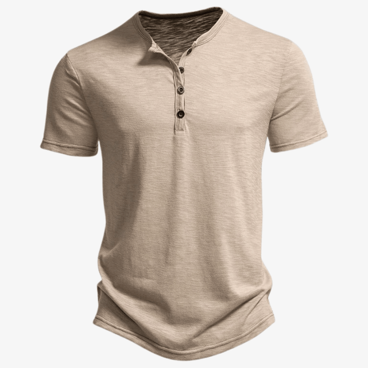 Levoire | T-shirt décontracté pour hommes avec boutons confortable et léger Khaki