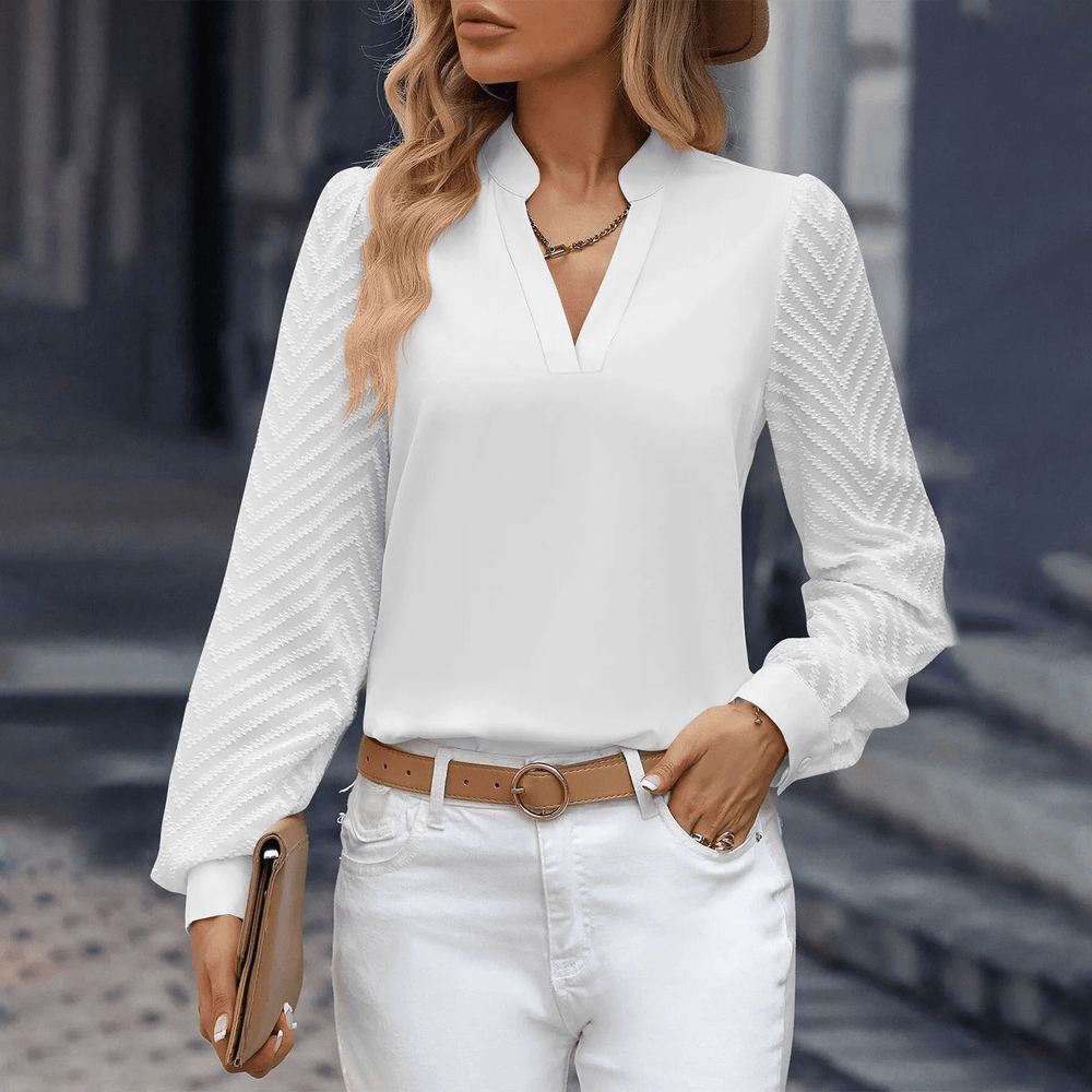 Levoire | Top chiffon V élégant femme Blanc