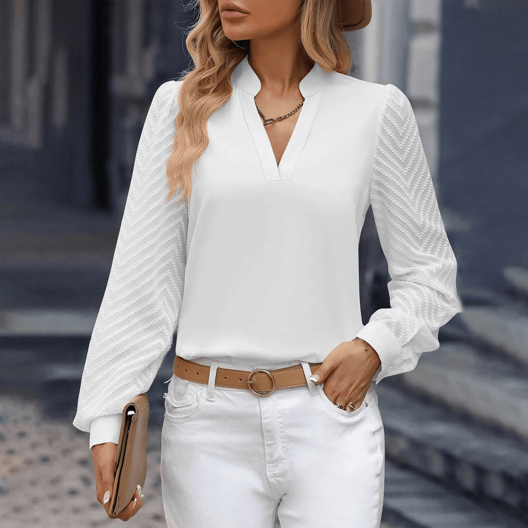 Levoire | Top chiffon V élégant femme Blanc