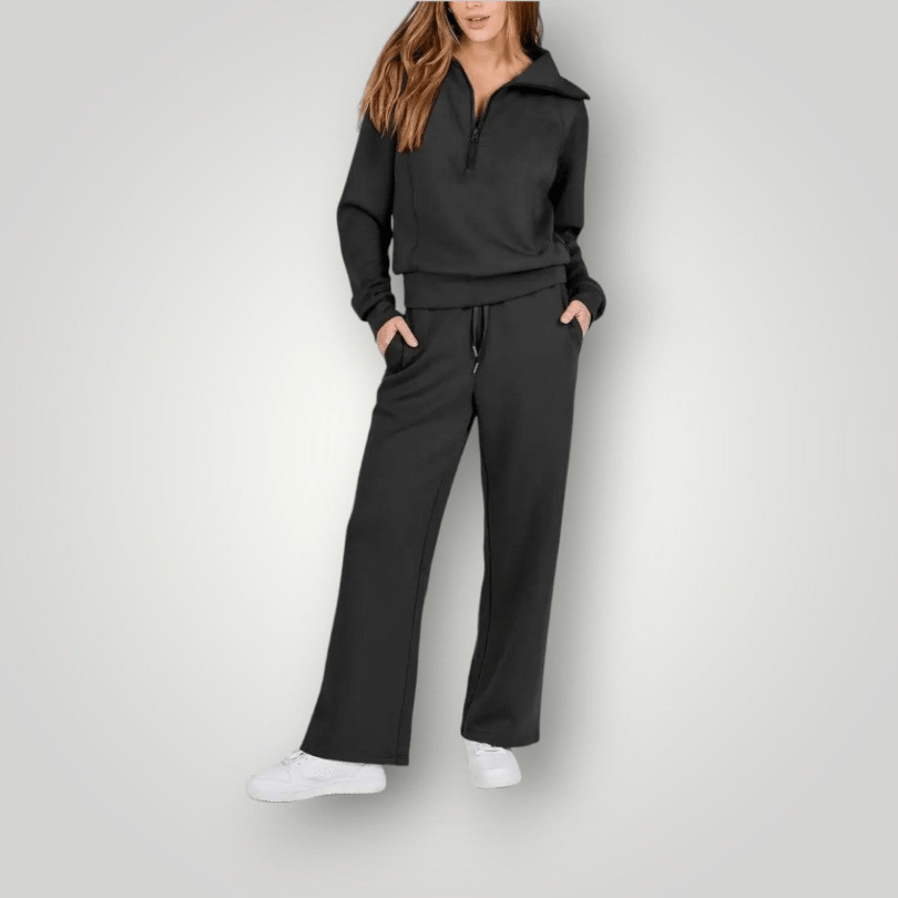 Levoire | Ensemble de loungewear pour femmes en deux parties Confortable & Décontracté Noir