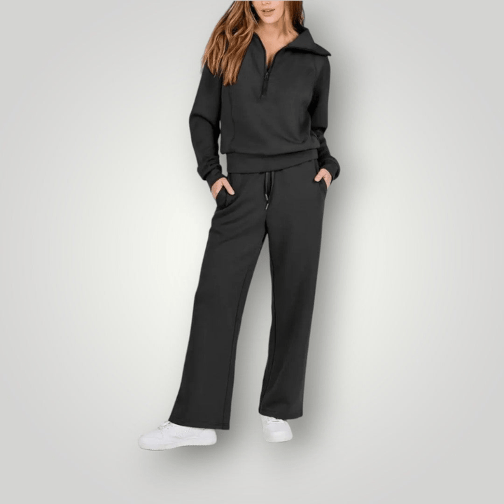 Levoire | Ensemble de loungewear pour femmes en deux parties Confortable & Décontracté Noir