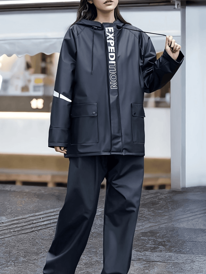 Levoire | Ensemble de pluie pour femmes avec capuche manteau de pluie noir