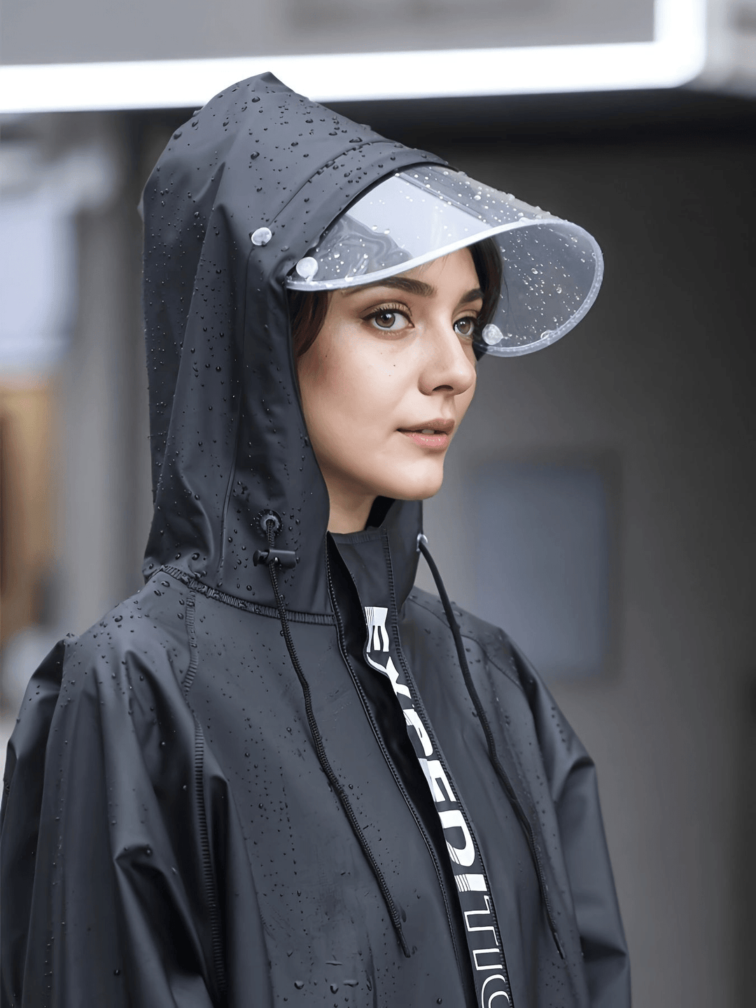 Levoire | Ensemble de pluie pour femmes avec capuche manteau de pluie noir
