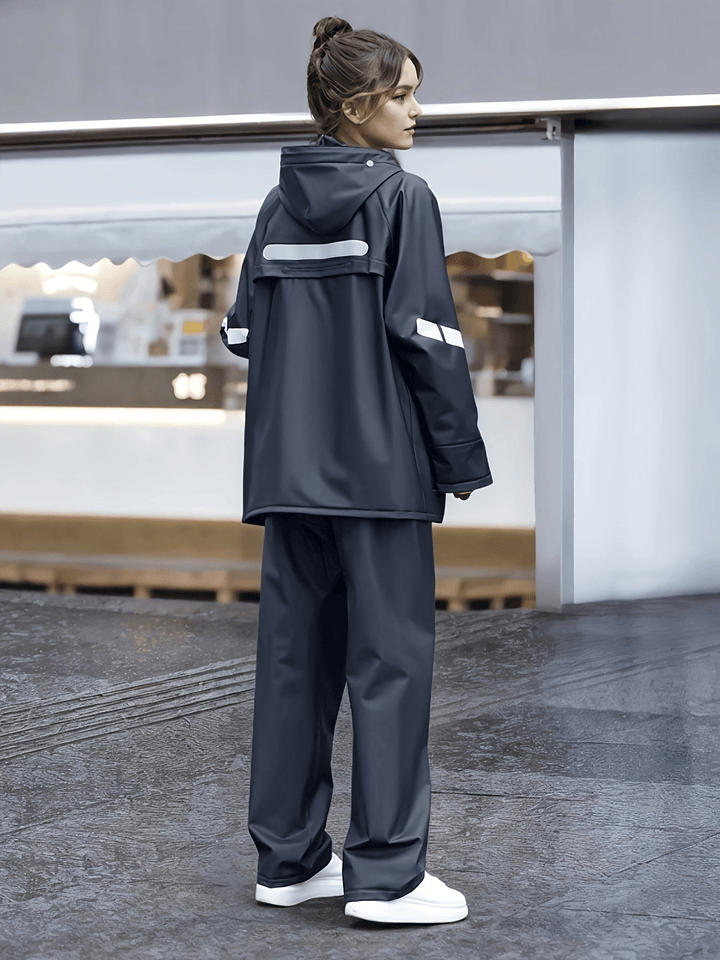 Levoire | Ensemble de pluie pour femmes avec capuche manteau de pluie noir