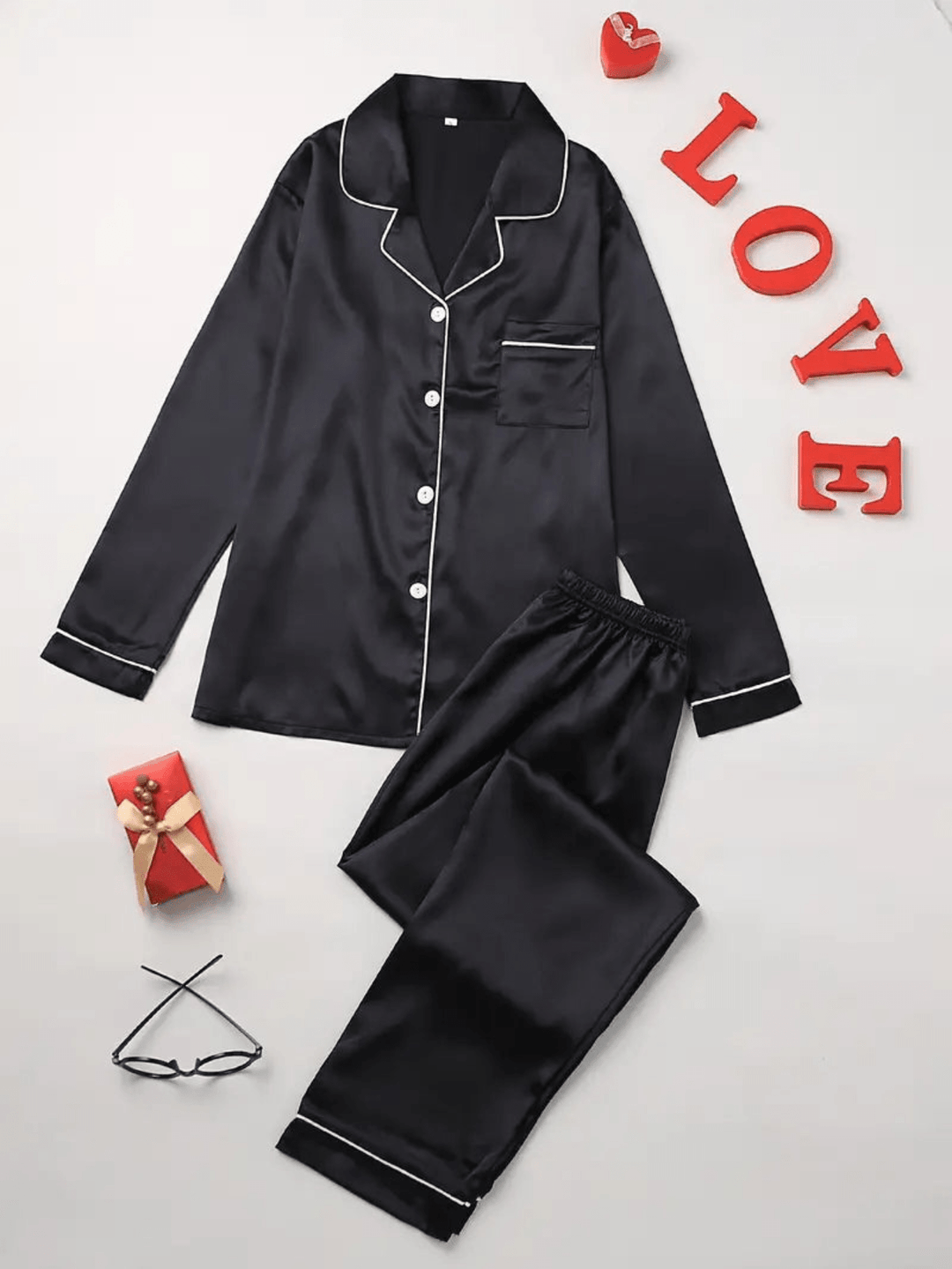 Levoire | Pyjama satin élégant femme Noir