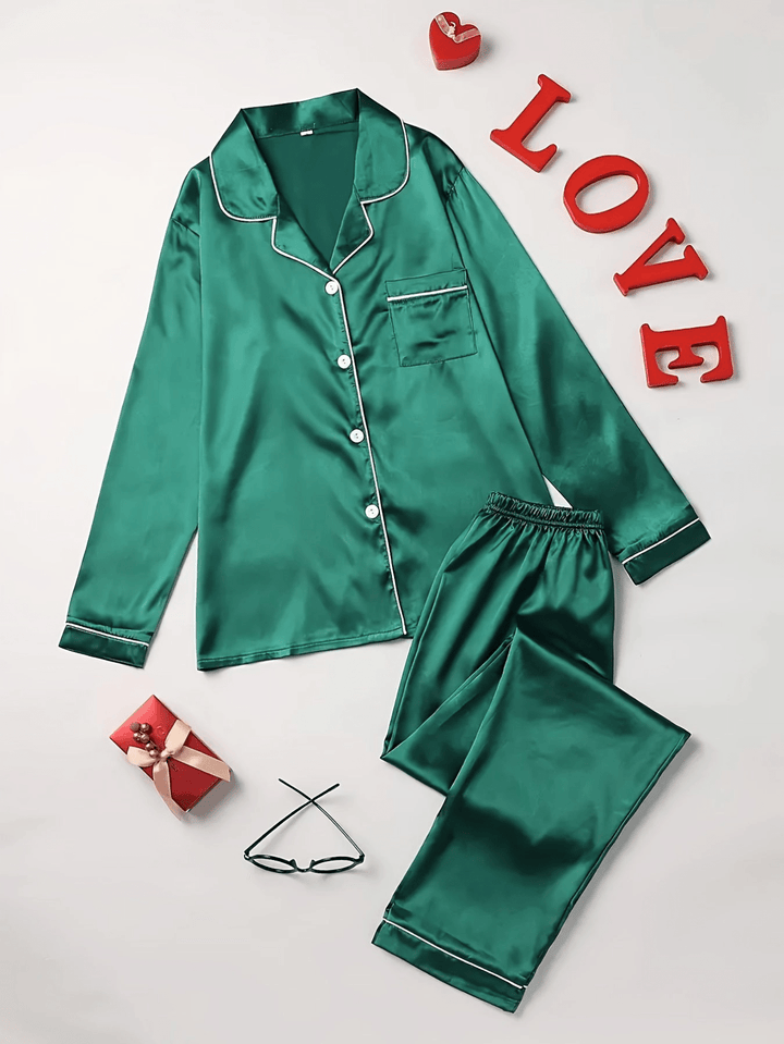 Levoire | Pyjama satin élégant femme Vert