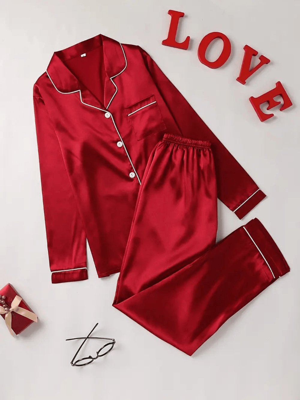 Levoire | Pyjama satin élégant femme Rot
