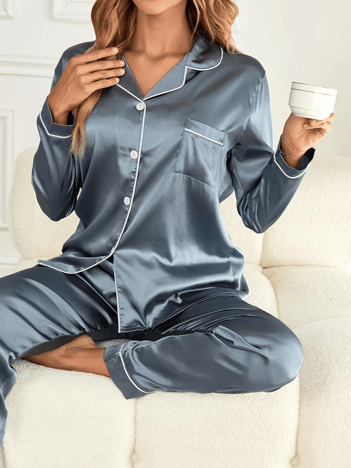 Levoire | Pyjama satin élégant femme Bleu Clair