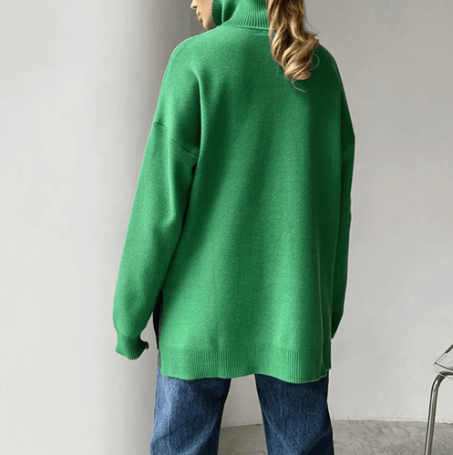 Levoire | Pull tricoté élégant avec fentes latérales pour femmes, sweat-shirt col roulé