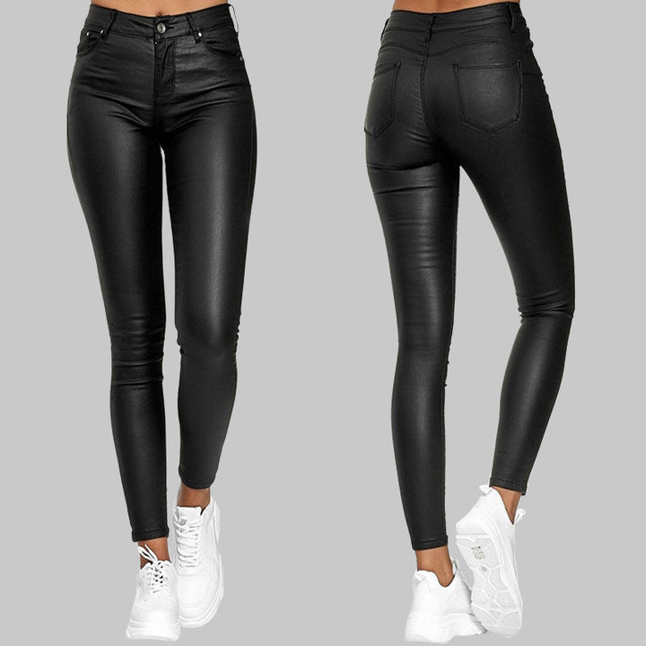 Levoire | Pantalon Cuir Slim Femme Noir