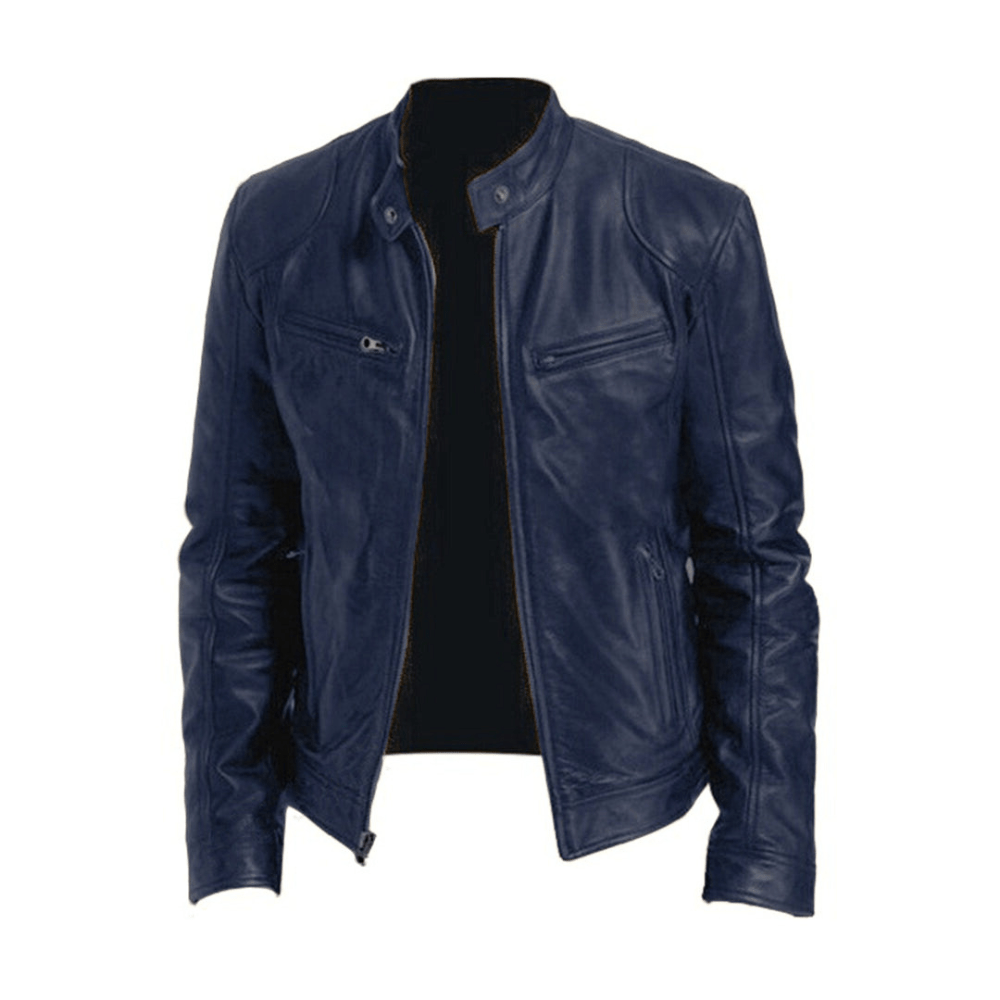 Levoire | Veste en cuir pour hommes Design classique et confortable Bleu marine