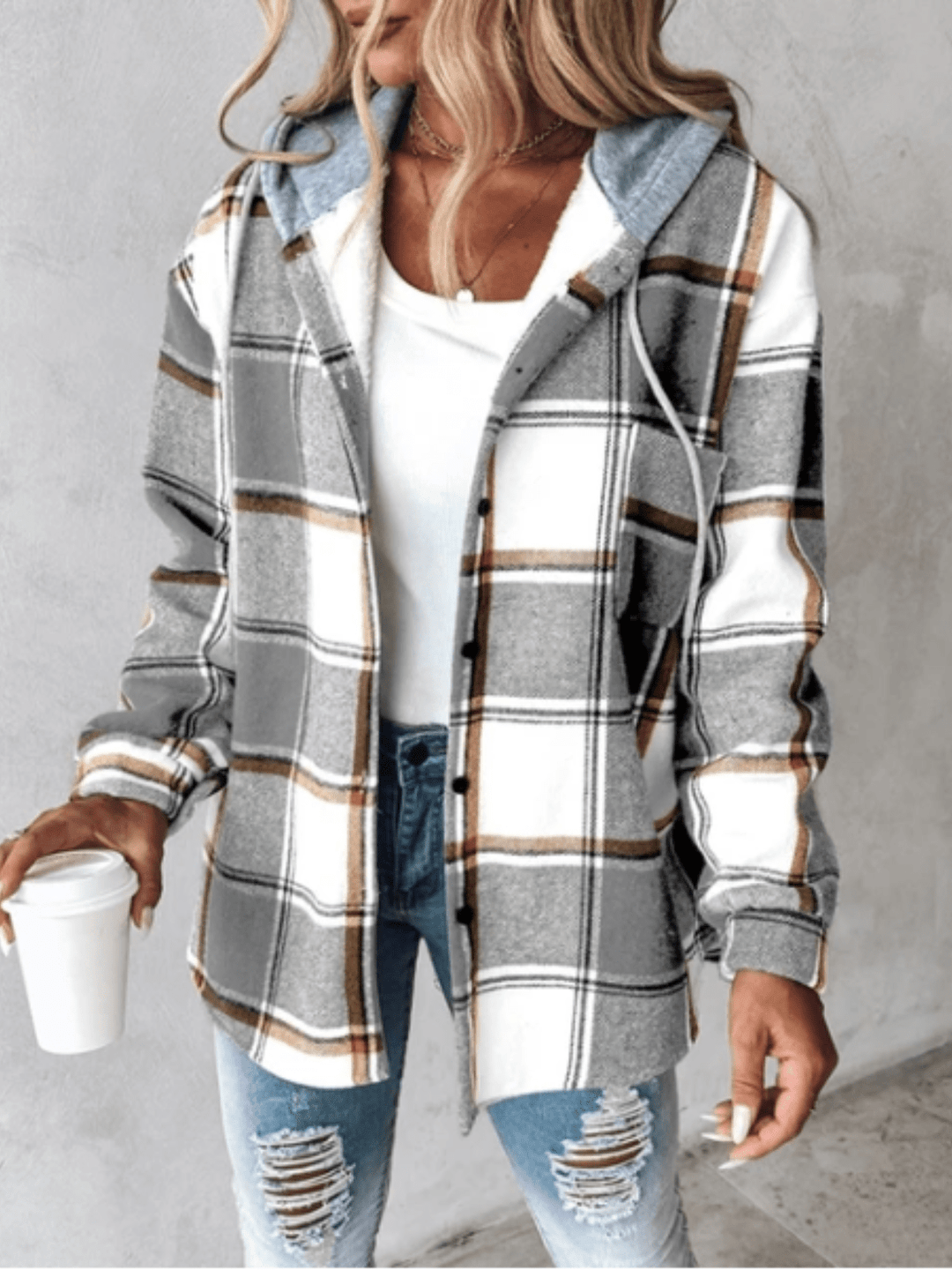 Levoire | Chemise En Flanelle Décontractée Avec Capuche Gris