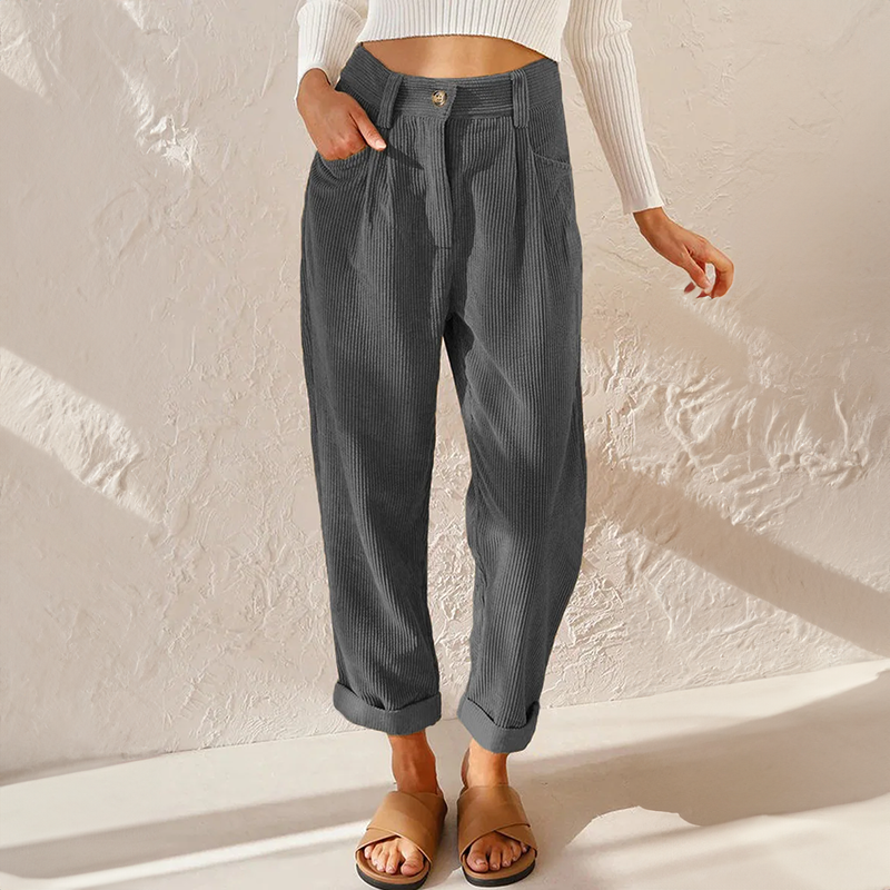 Levoire | Pantalon En Velours Côtelé Décontracté Pour Femmes Confortable, Élégant Et Polyvalent Lavande-gris