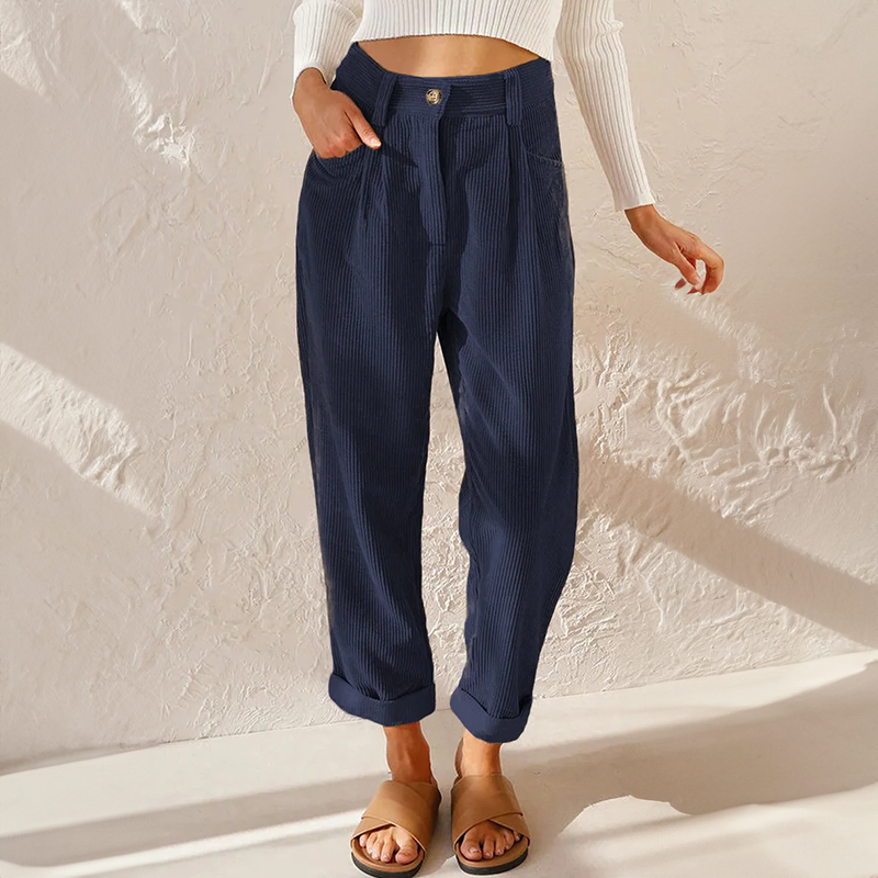 Levoire | Pantalon En Velours Côtelé Décontracté Pour Femmes Confortable, Élégant Et Polyvalent Rubis bleu