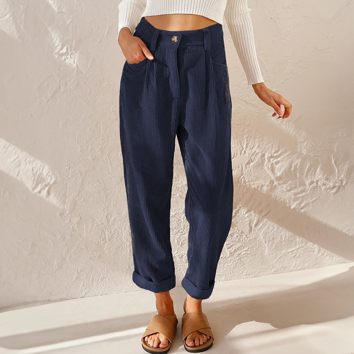 Levoire | Pantalon En Velours Côtelé Décontracté Pour Femmes Confortable, Élégant Et Polyvalent Rubis bleu