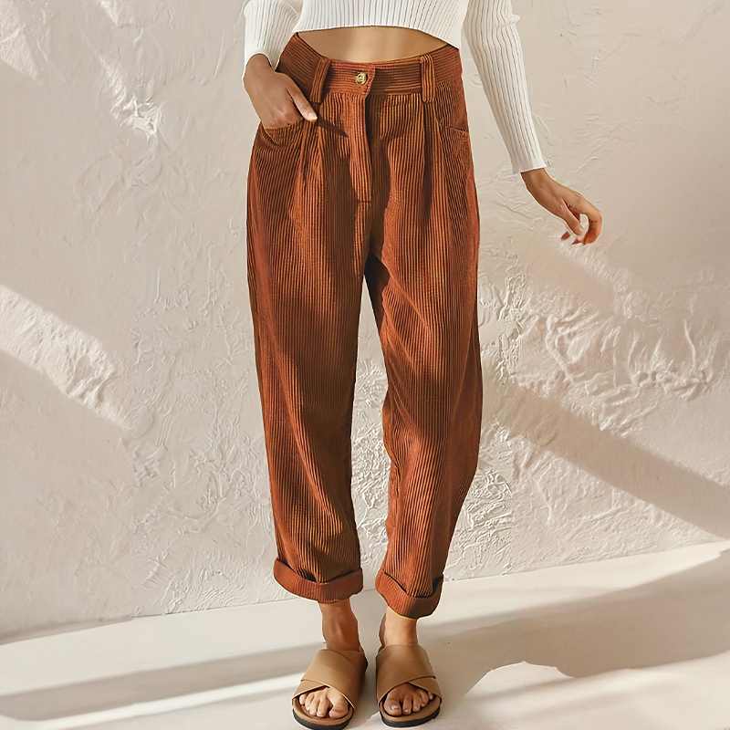 Levoire | Pantalon En Velours Côtelé Décontracté Pour Femmes Confortable, Élégant Et Polyvalent