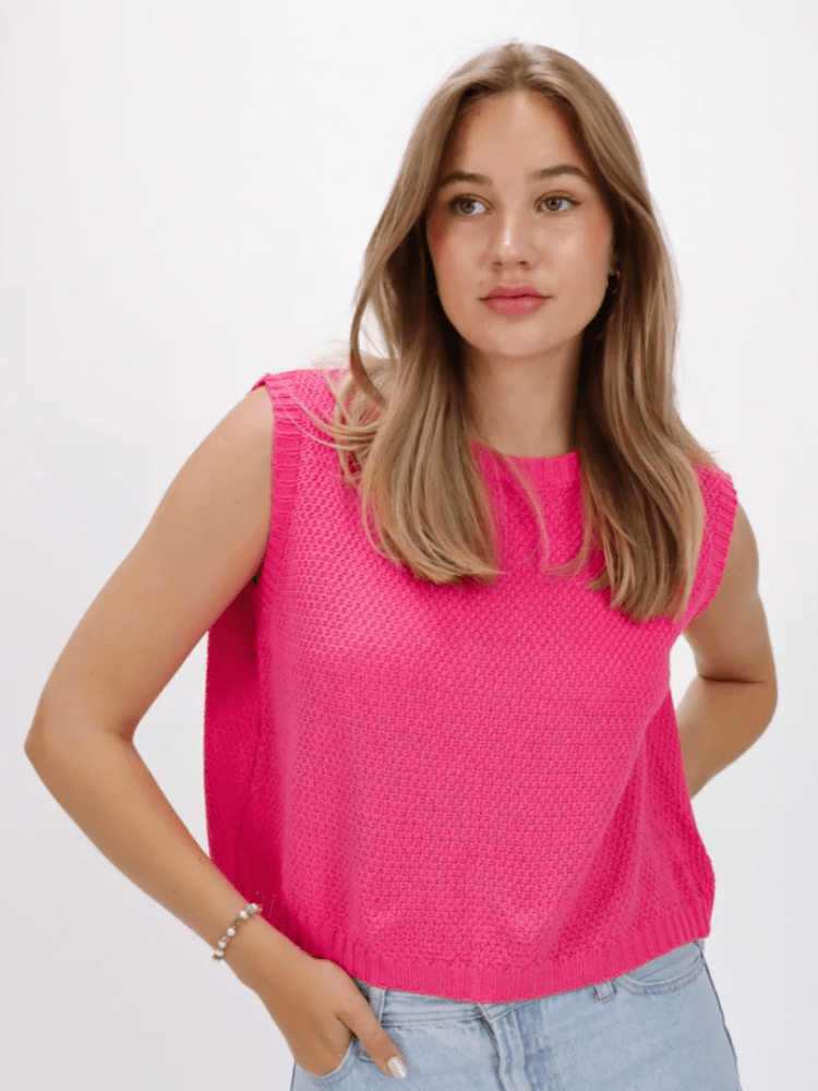 Levoire | Haut Tricot Doux Débardeur Pullover Femme Gilet Rosa